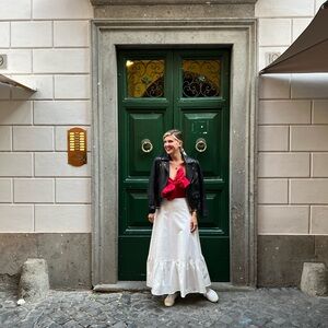 Red and White midi Bow Dress